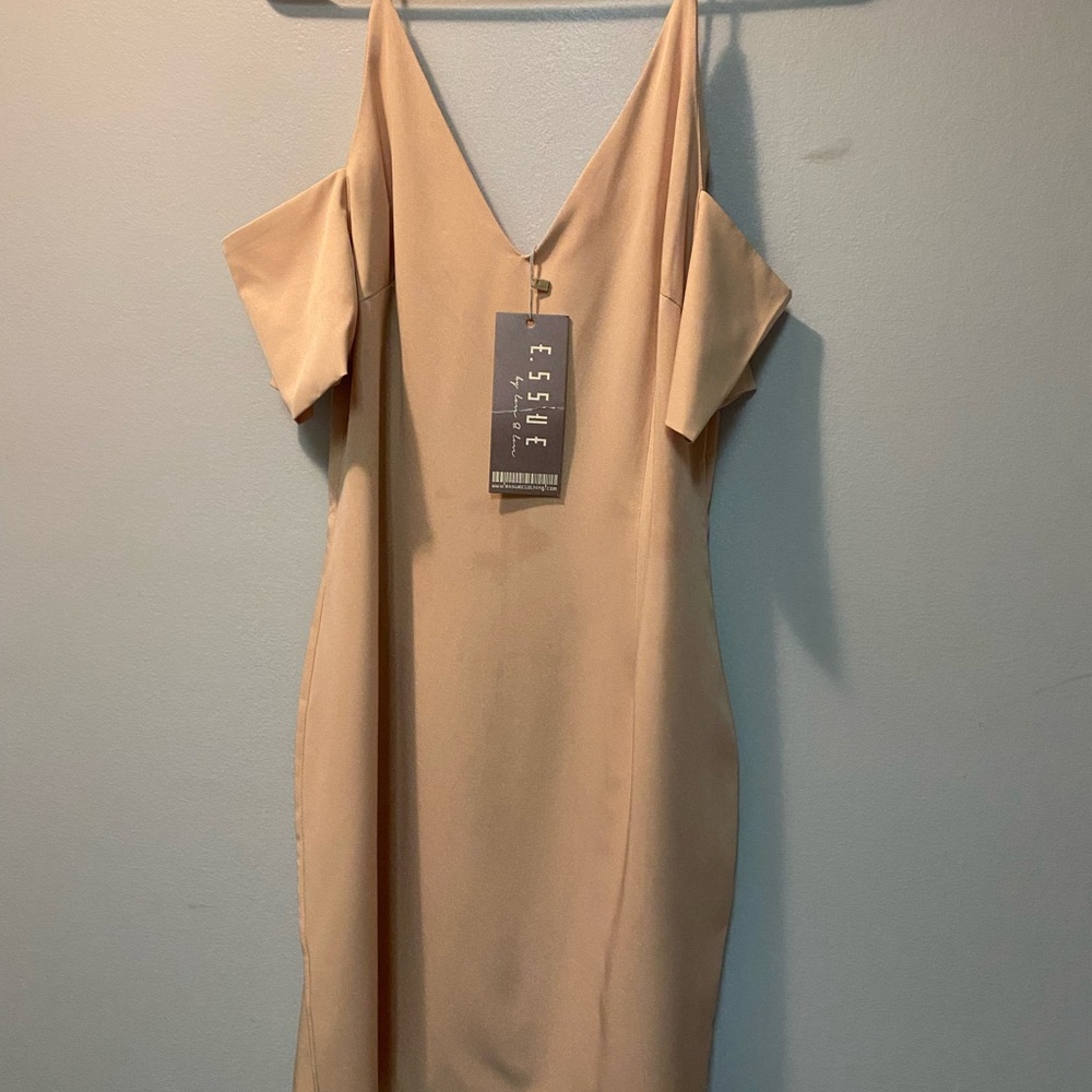 Elegant Beige Off-Shoulder Dress